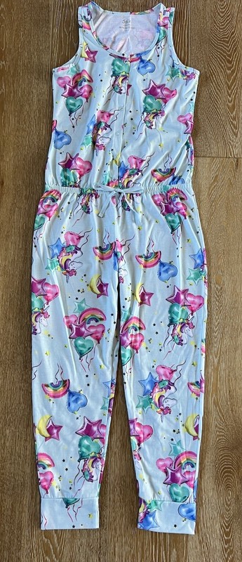 Justice Girls One Piece Unicorn Pajama Size 14-16 EUC