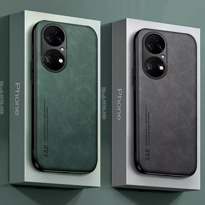 For Huawei P40 Pro P30 Lite P20 Magnetic Metal Leather Silicone Soft Case Cover