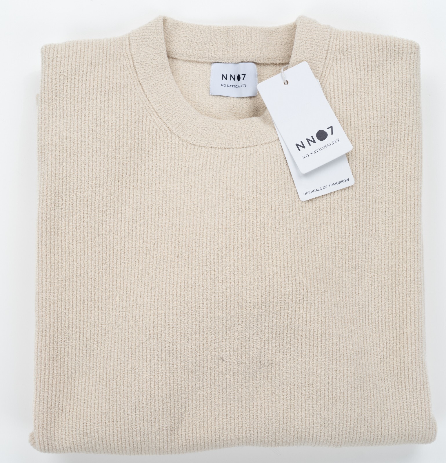 БЕЗ УКАЗАНИЯ НАЦИОНАЛЬНОСТИ NN07 Кремовый свитер Danny с круглым вырезом, вязаный в рубчик, обычного покроя XL