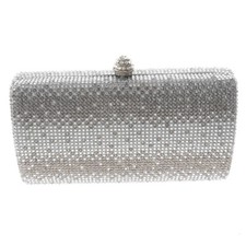 Silver Tone Fashion Crystal Rhinestone Clutch Evening Bag TLX211-GRY