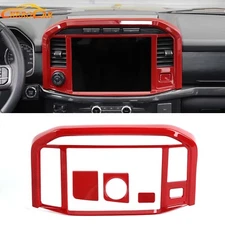 Red Center Control Display Screen Panel Cover Trim Overlay For Ford F150 2021-23