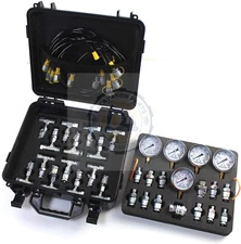 SINOCMP Hydraulic Pressure Gauge Test Kit 5 Gauge 14 Tee Connectors 13 Couplings