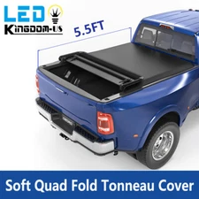 5.5ft Soft 4-Fold Tonneau Cover For 2014- 2021 Toyota Tundra CrewMax Truck Bed