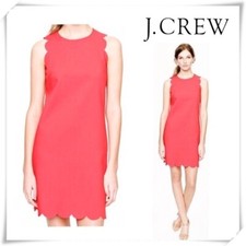 $168 J. CREW CORAL PINK DRESS LASER-CUT SCALLOP SHIFT MINI DRESS
