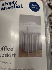 Simply Essential Full/Full XLong Ruffled Bed Skirt Lunar Rick White 36"Drop Dama