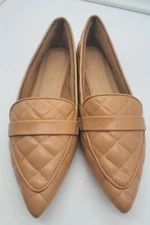 NWOT Bamboo Justify 80 Pointed Toe Quilted Loafer  Padded Flat Shoes 8.5 M Brown