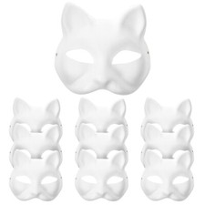 10pcs Diy Paper Masks Half Cosplay Half Costume Diy Halloween Cat
