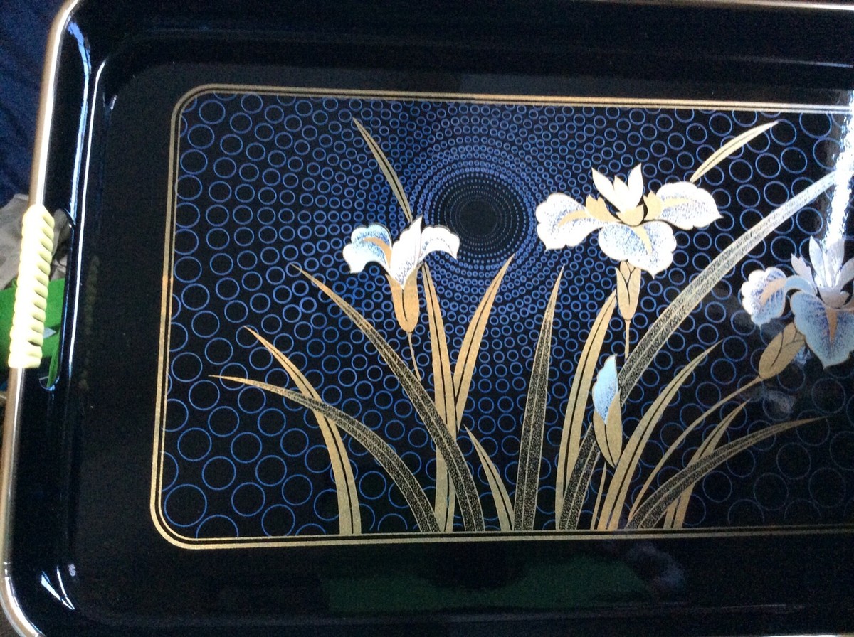 漆塗り琴バチセット（3本）　ヴィンテージ品 Vintage collectible lacquered hand-painted tray set of 3
