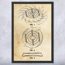 Flying Disc Patent Wall Art Poster, Canvas or Framed Garage Art Disc Golf Gifts