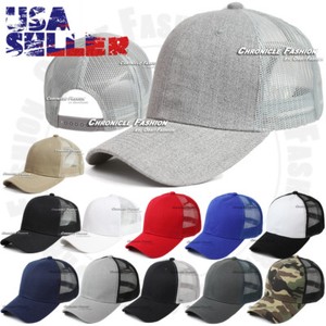 Baseball Cap Trucker Hat Snapback Solid Visor Mesh Back Plain Blank Hats Caps