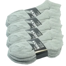 Gray 3 6 12 Pairs Mens Ankle Quarter Crew Sports Socks Cotton Low Cut Size 9-11