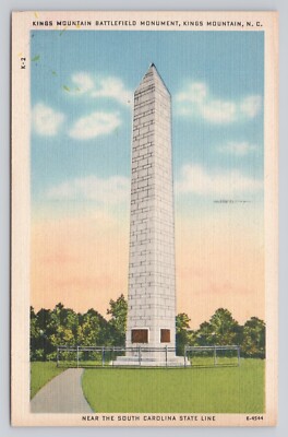 Postcard K-2 Kings Mountain Battlefied Monument Kings Mountain North Carolina
