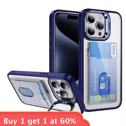 Card Phone Case For iPhone 16 15 14 Pro Max 13 11 12 XR Shockproof Lens Stand - 第 1/12 張圖片