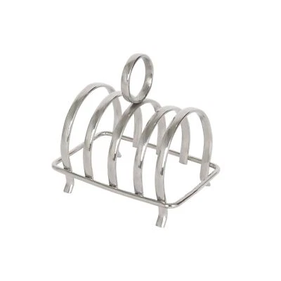 ARGON TABLEWARE 1x Stainless Steel Toast Rack 4 Slices Vintage Breakfast Bread Cooling Holder