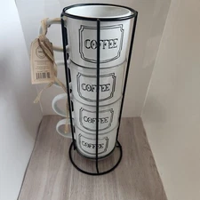 Market Finds 4 Stackable Coffee Cups With Stand NWT 