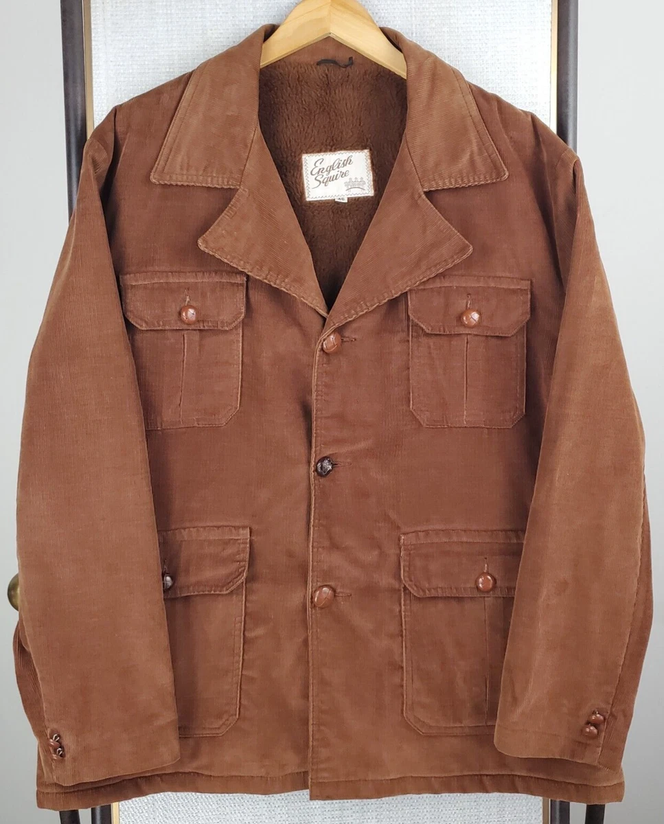 VTG ENGLISH SQUIRE Size XL Corduroy Field Jacket Rancher Sherpa Lined  Brown