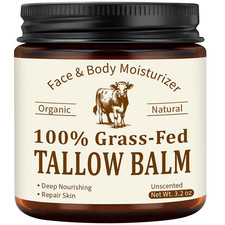 Beef Tallow for Skin Face, Organic Grass Fed Beef Tallow Balm, Unscented Natur