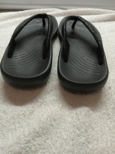 Black Glitter Hey Dude Flip Flops Size 6 - Picture 3 of 5