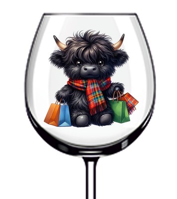 12x schwarz Baby Highland Kuh Vinyl Aufkleber Abziehbild Becher Weinglas Flasche Becher