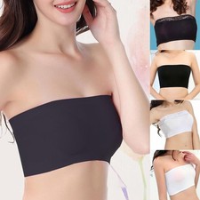 Tube Top Bra Seamless Bandeau Strapless Bralette Stretch Layering Solid Crop Top