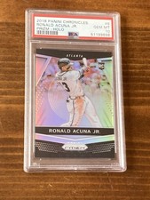 Ronald Acuna Jr. 2018 Panini Chronicles Prizm Holo PSA 10 Gem Mint Card (Rookie). rookie card picture