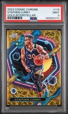 2023 TOPPS COSMIC CHROME GOLD INTERSTELLAR #118 STEPHEN CURRY 38/50 PSA 9