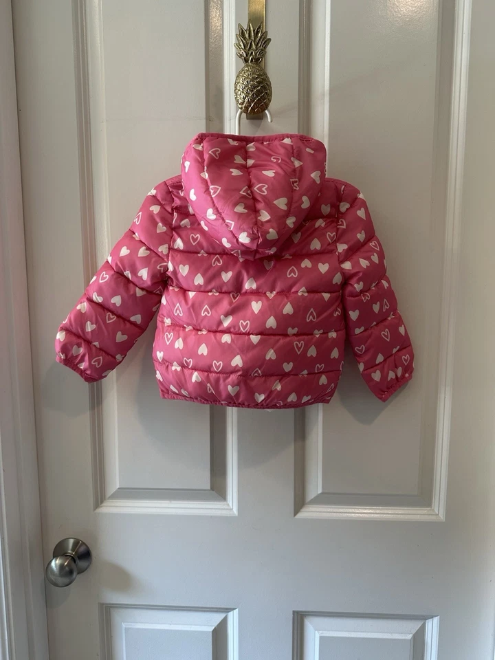 Abrigo de Invierno Epic Threads Niñas Pequeñas Rosa Corazón Puffer con Sombrero Talla 2T Nuevo Foto 3 de 4