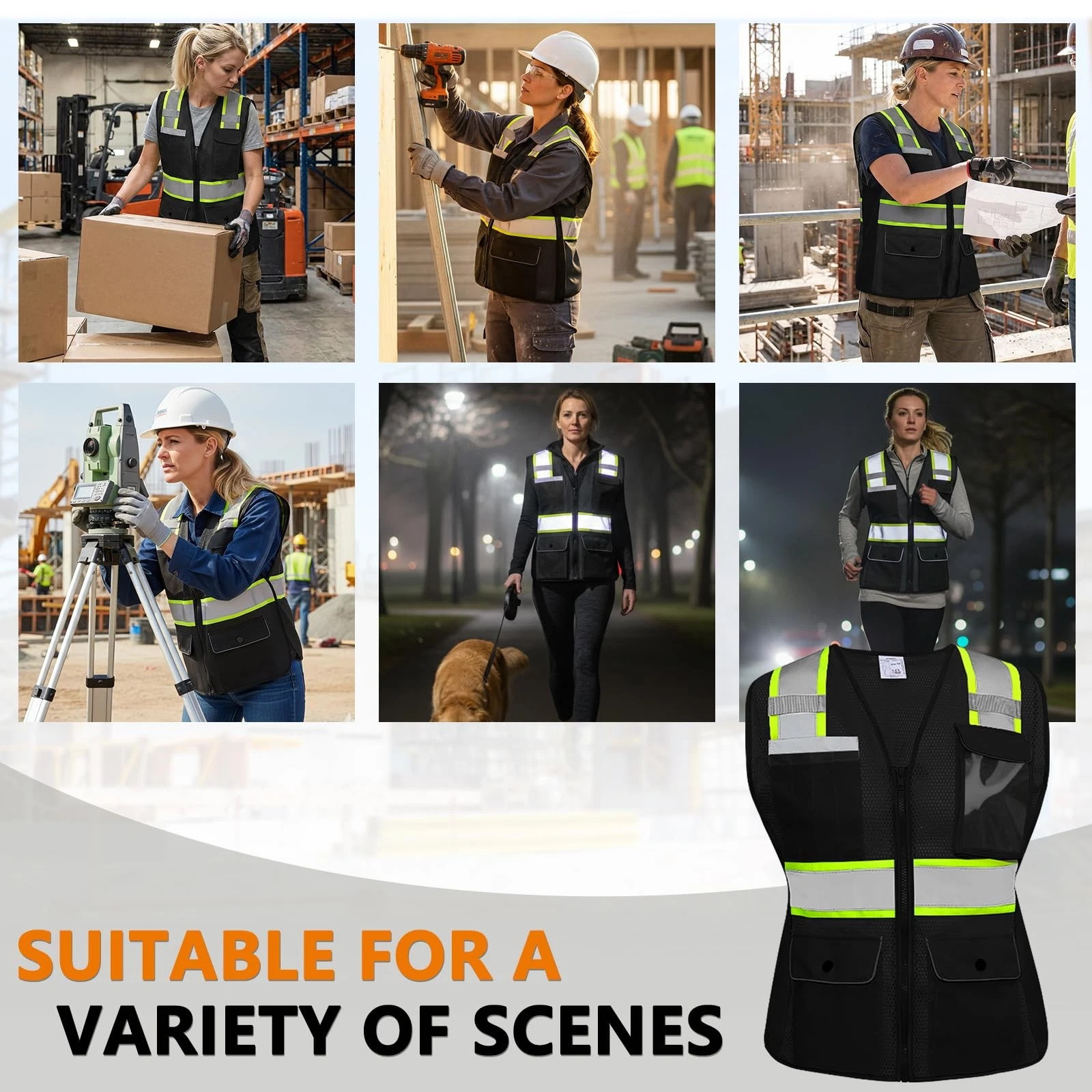 HYCOPROT Safety Vest for Women Mesh Reflective Lady High Visibility Construct... - product detail image 6