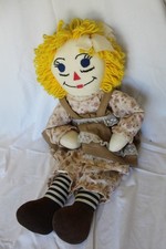 Vintage Hand Made 24" Raggedy Ann Doll w/jointed legs arms, I love you heart
