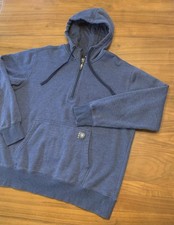 Ariat Rebar Workman 1/4 Zip Hoodie Mens L Gray Blue Long Sleeve Pullover Heavy