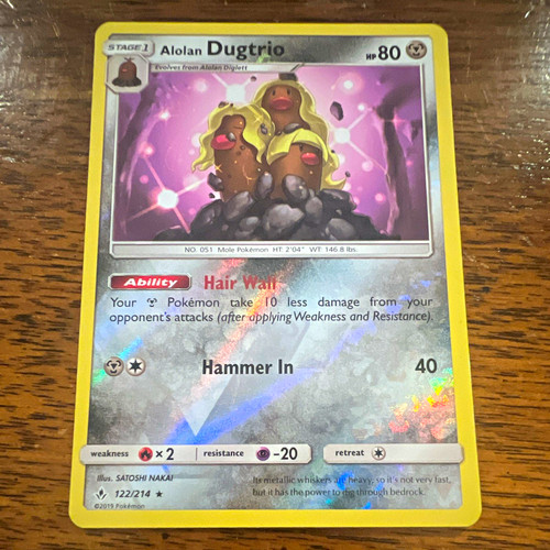 Pokemon TCG Alolan Dugtrio 122/214 Unbroken Bonds Holo Rare 2019 80 HP (English)