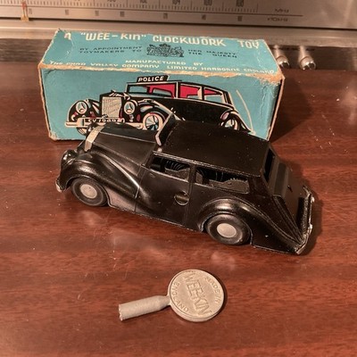 Vintage RARE Chad Valley Wee Kin Clockwork Police Car Toy Box Key **NICE**
