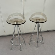 Breakfast Bar Stools Set of 2 In Stainless Steel Legs Light Smoked Brown