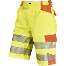 kurze Warnschutzhose mit Reflektionsstreifen orange gelb Arbeitshose Shorts Berm