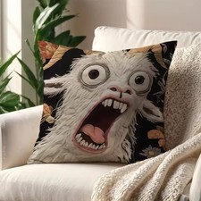 Screaming Goat Linen Pillow Cover Funny Surreal Art Cushion Housewarming Gift