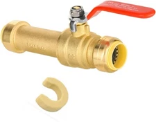 (Pack of 1) 3/4 Inch Slip Ball Valve with Disconnect Clip, Brass Shut Off Val...
