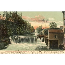 Postcard Antique View of Messalonskee Stream Cascade, Oakland, ME. Y2