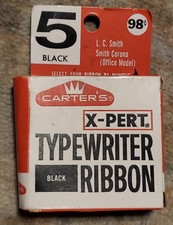 Used Vintage Carter's X-Pert Black Typewriter Ribbon with Box #5 RARE. 1965. thumbnail