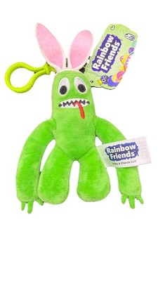 Rainbow Friends GREEN Monster Plush bunny ears Keychain, Backpack Charm,6 In New