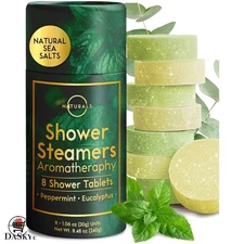 Natural Aromatherapy Shower Bombs - 8 Mint & Eucalyptus Steamers for Relaxation