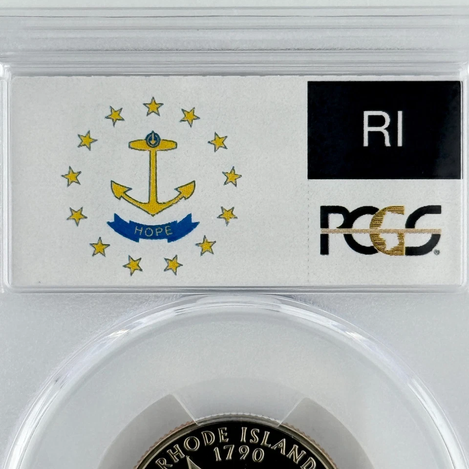 Rhode Island Quarter PR 70 DCAM PCGS Clad 2001 Best Top Grade 25c RI State Flag - Image 2 of 4
