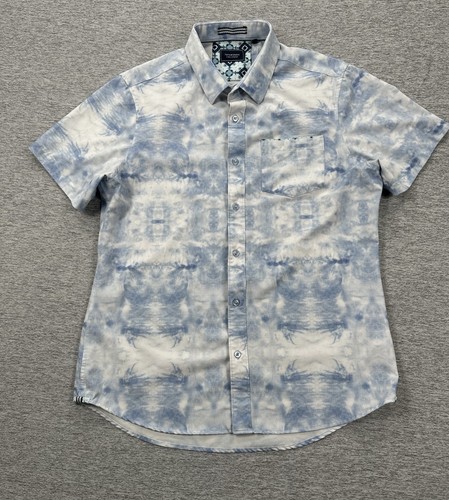 7 Diamonds 4 Way Stretch Shirt Mens Medium Blue Salt Water Button Up Lightweight - Picture 2 of 7