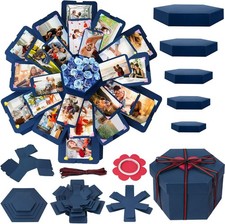 Koogel Explosion Gift Box, Blue Exploding Photo Album Surprise Medium,