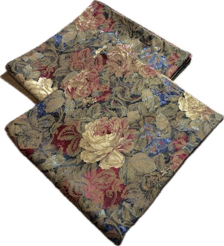 Atemberaubendes Paar Blumen Vorhänge Lange Paneele Vorhänge Vintage Grün Rot Blau 2 - Bild 3 von 6