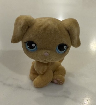 Littlest Pet Shop #320 Golden Retriever Beige Fuzzy Puppy Dog Blue Dot Eyes
