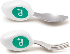 Toddler Utensils, Ergonomic Fork and Spoon Set for Self Feeding,Stainless Steel