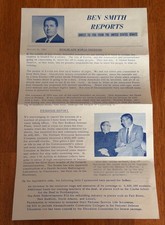 Historical BEN SMITH REPORTS Constituent Newsletter dated 8/16/1961, MA Senate