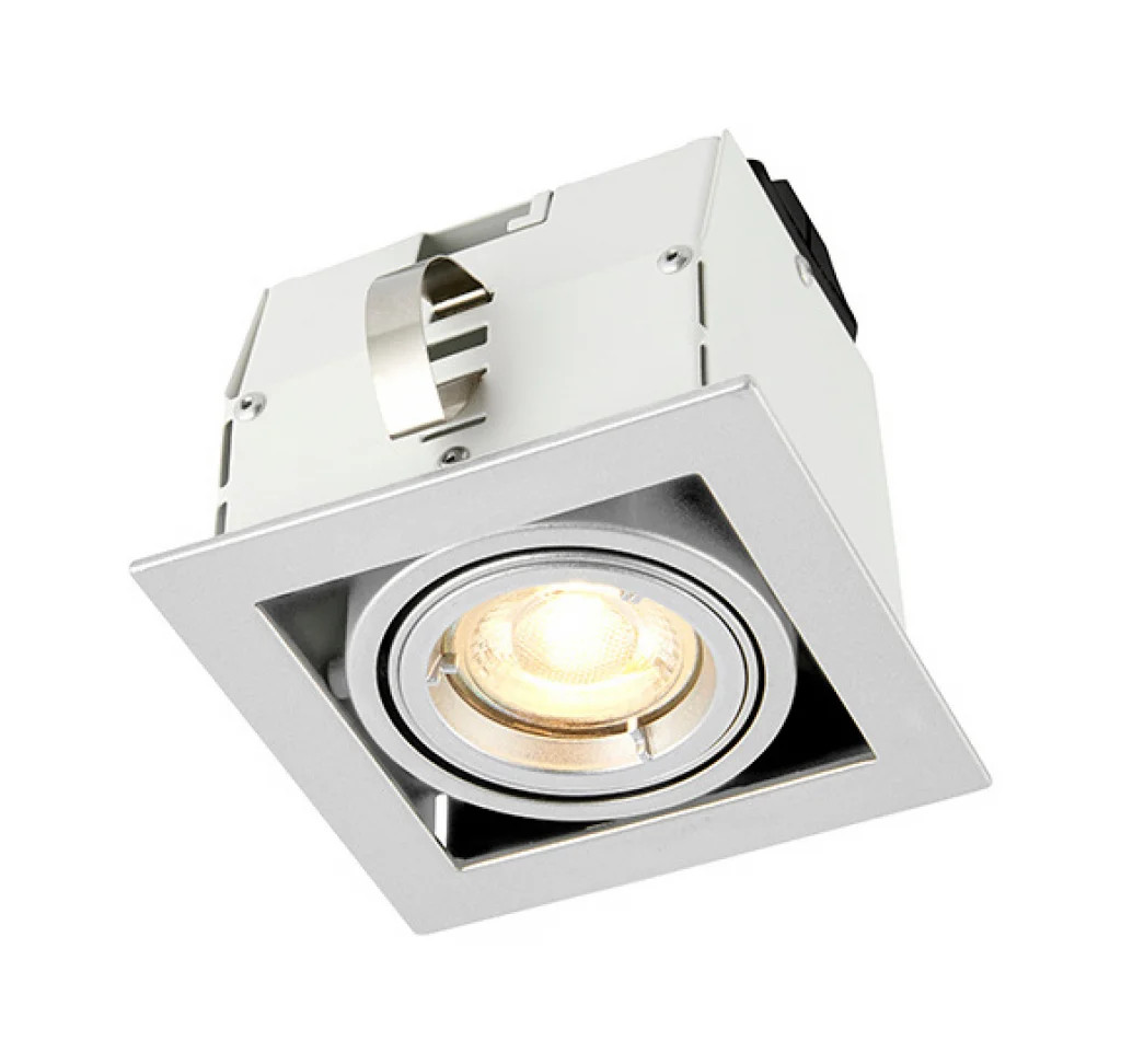 Downlight Silver Garrix 1 Square Tilt GU10 Saxby 78535
