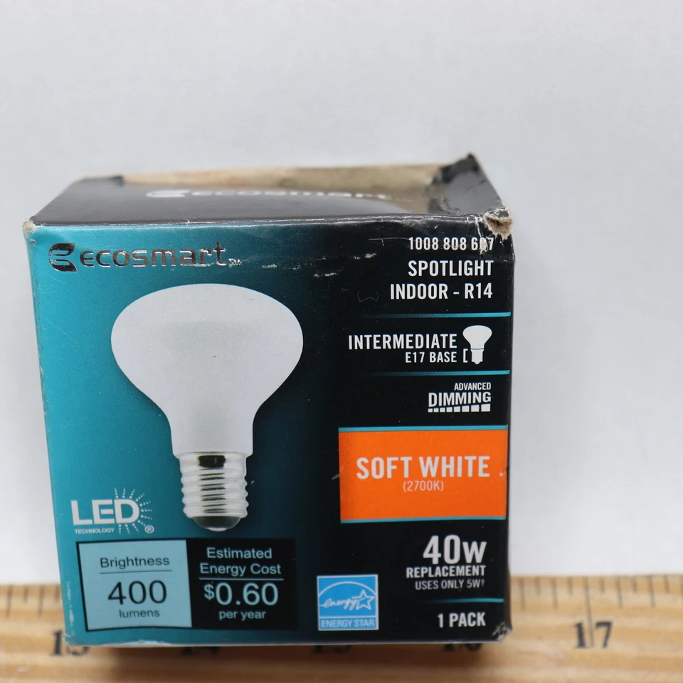 EcoSmart R14 Reflector Dimmable LED Light Bulb 40W Soft White 1008 808 607 - Image 2 of 4