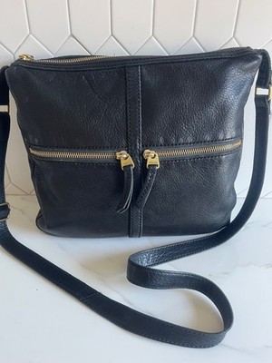 VNT Fossil Erin Pebbled Leather Crossbody Bag Gold Hardware Zip Pockets